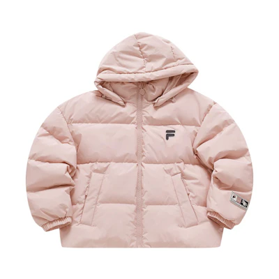 (Women) FILA FUSION QR Logo Windproof Warm Hooded Down Jacket Red Pink. T11W346902FPK