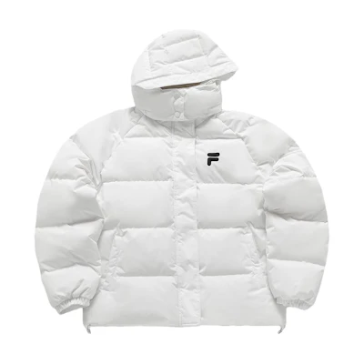 (Women) FILA Fusion White Hooded Down Jacket - Casual Winter Wear. T11W346904F-WT