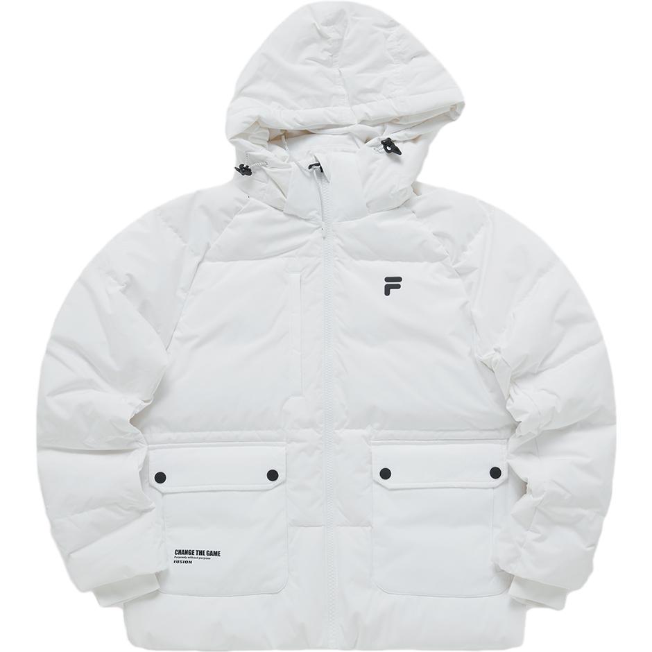 (Women) FILA FUSION  White Hooded Down Jacket - Fashionable, Windproof, Warm. T11W341904F-WT