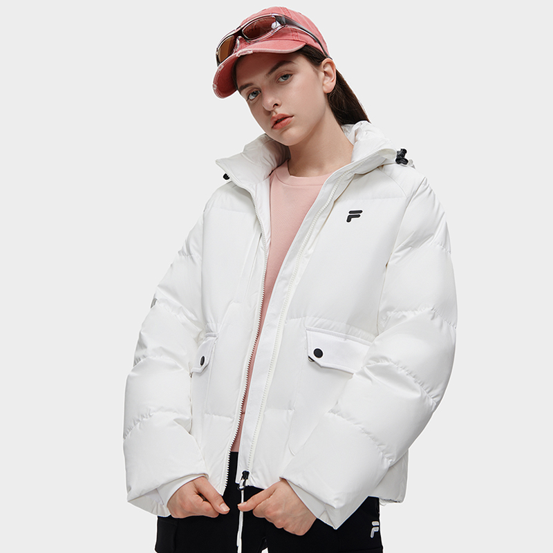 Details for (W) FILA FUSION 白色連帽羽絨外套 - 時尚防風保暖外套。 T11W341904F-WT