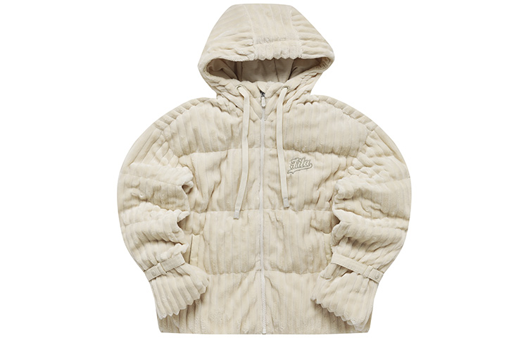 (Women) FILA Fusion  White Hooded Down Jacket Fashionable Winter Coat. T11W242906F-IV