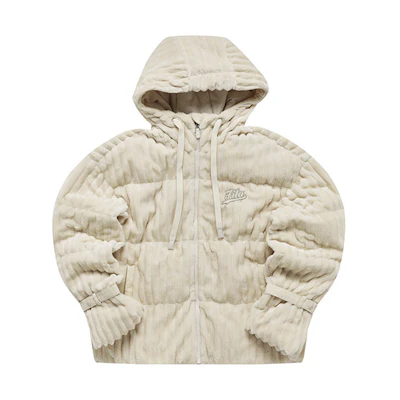 (Women) FILA Fusion White Hooded Down Jacket Fashionable Winter Coat. T11W242906F-IV