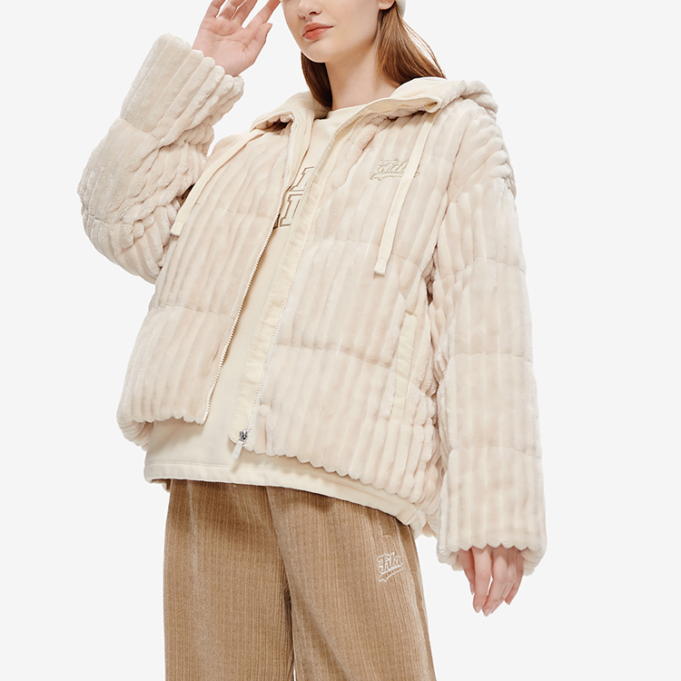 Purchase (Women) FILA Fusion  White Hooded Down Jacket Fashionable Winter Coat. T11W242906F-IV