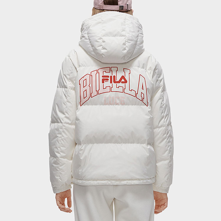 (Women) FILA Fusion  White Hooded Puffer Jacket Casual Long Sleeve Winter Coat T11W315903F-WT 圖 5