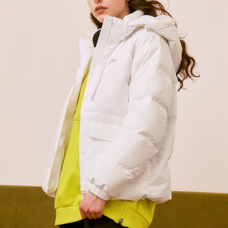 Purchase (W) FILA Fusion 白色連帽羽絨外套 防風保暖。 T11W316904FWT