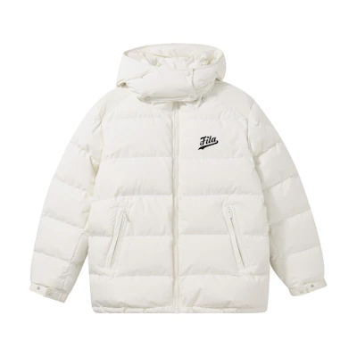 (Women) FILA Fusion White Logo Hooded Puffer Jacket Lightweight & Trendy. T11W342903FWT