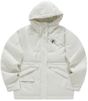 (Women) FILA Fusion White Puffer Jacket with Zipper, Logo, and Hood. T11W345911FWT (Women) FILA Fusion White Puffer Jacket with Zipper, Logo, and Hood. T11W345911FWT