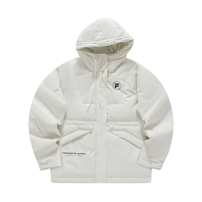 (Women) FILA Fusion White Puffer Jacket with Zipper, Logo, and Hood. T11W345911FWT