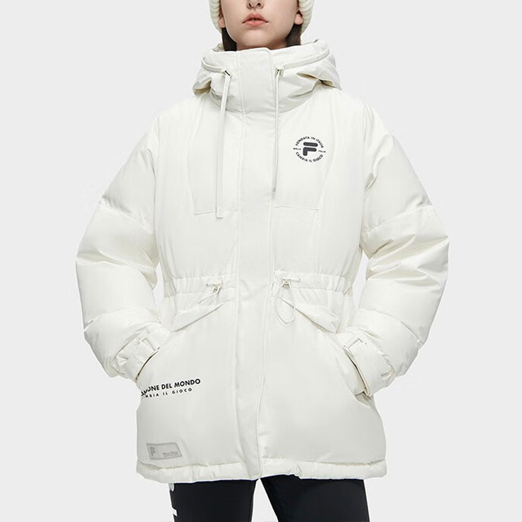 Shop (W) FILA Fusion 白色连帽羽绒服 带拉链和标志. T11W345911FWT