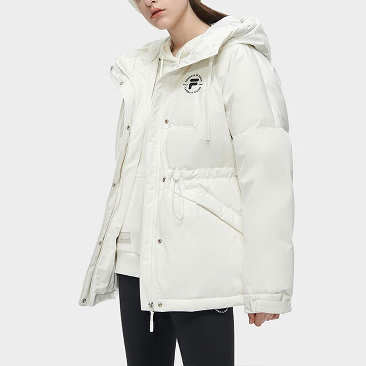 Details for (W) FILA Fusion 白色连帽羽绒服 带拉链和标志. T11W345911FWT