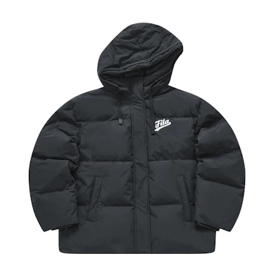 (Women) FILA FUSION Winter 2023 Black Hooded Down Jacket - Warm and Stylish. T11W342911FBK