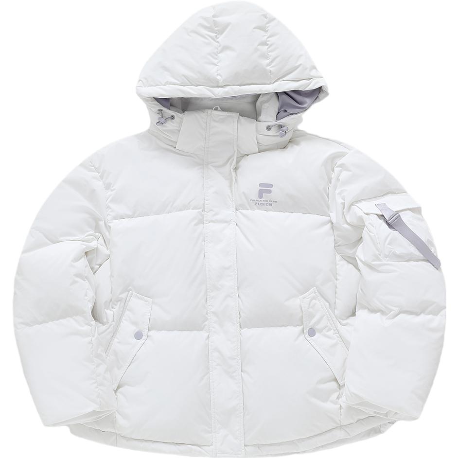 (Women) FILA Fusion  Winter Down Jacket 2023 Fashion Casual Loose Hoodie White. T11W341911F-WT