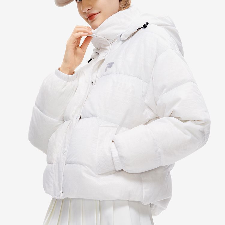 Shop (Women) FILA Fusion  Winter Lightweight Hooded Down Jacket Standard White. T11W243902F-WT