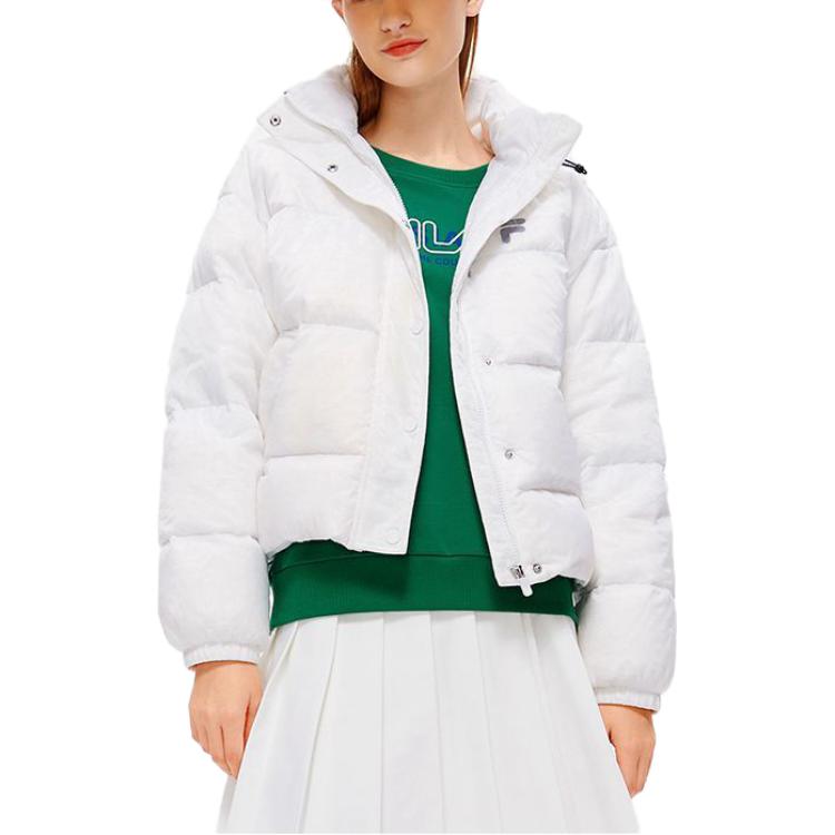 Cheap (Women) FILA Fusion  Winter Lightweight Hooded Down Jacket Standard White. T11W243902F-WT