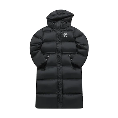 (Women) FILA FUSION Winter Long Down Jacket - Black, Stylish & Windproof. T11W345904FBK