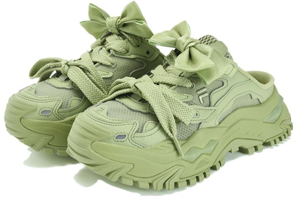(W) FILA FUSION Bianco Mule Selipar 'Hijau' T12W331302FWP Order (W) FILA FUSION Bianco Mule Selipar 'Hijau' T12W331302FWP