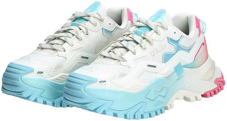 FILA FUSION斐乐潮牌 耐磨防滑 低帮 運動休閒鞋 女款 白粉藍 Shop FILA FUSION斐乐潮牌 耐磨防滑 低帮 運動休閒鞋 女款 白粉藍