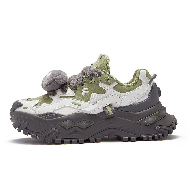 (Women) FILA Fusion Bianco White Green Casual Low-Top Platform Sneakers. T12W441005FMW
