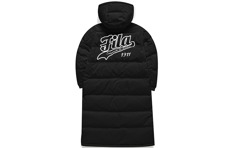 (Women) FILA FUSION Black Winter Logo Print Hooded Down Jacket Coat. T11W142907FBK