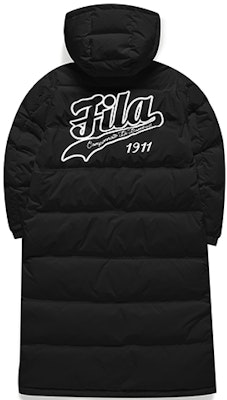(Women) FILA FUSION Black Winter Logo Print Hooded Down Jacket Coat. T11W142907FBK Buy (Women) FILA FUSION Black Winter Logo Print Hooded Down Jacket Coat. T11W142907FBK
