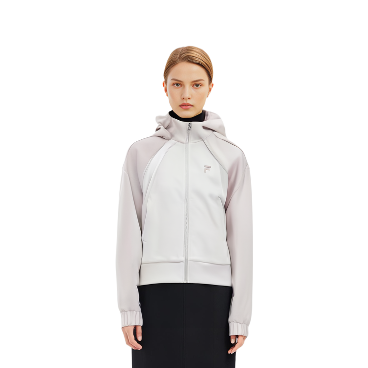 (Women) FILA Fusion Colorblock Knit Hoodie Jacket - White T11W415502FWT 圖 4