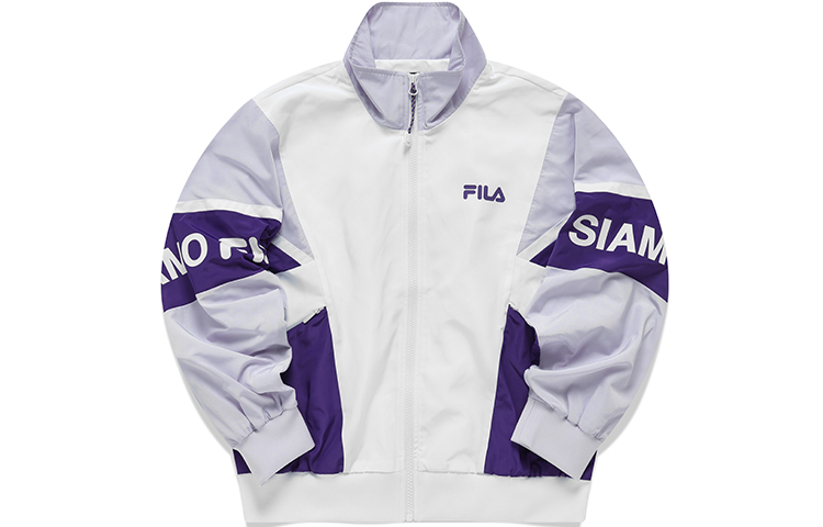 (Women) FILA FUSION Colorblock Loose Fit Woven Stand Collar Jacket White T11W141703FWT 圖 2