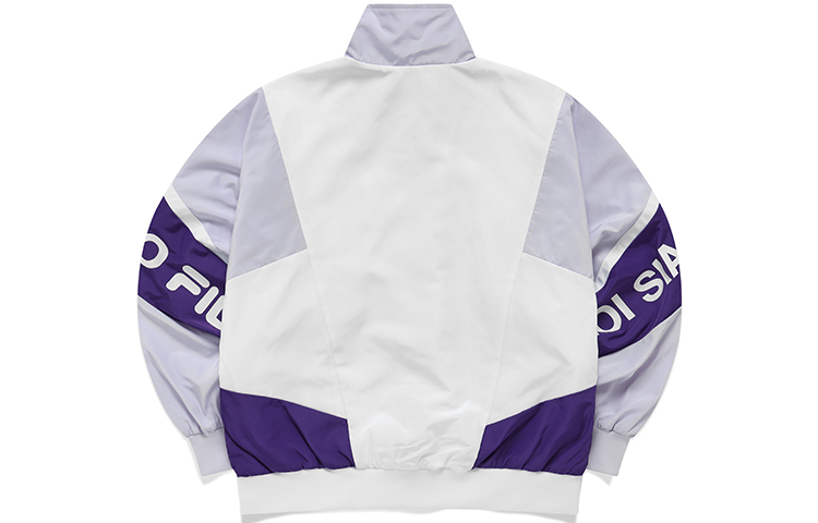 (Women) FILA FUSION Colorblock Loose Fit Woven Stand Collar Jacket White T11W141703FWT 圖 3