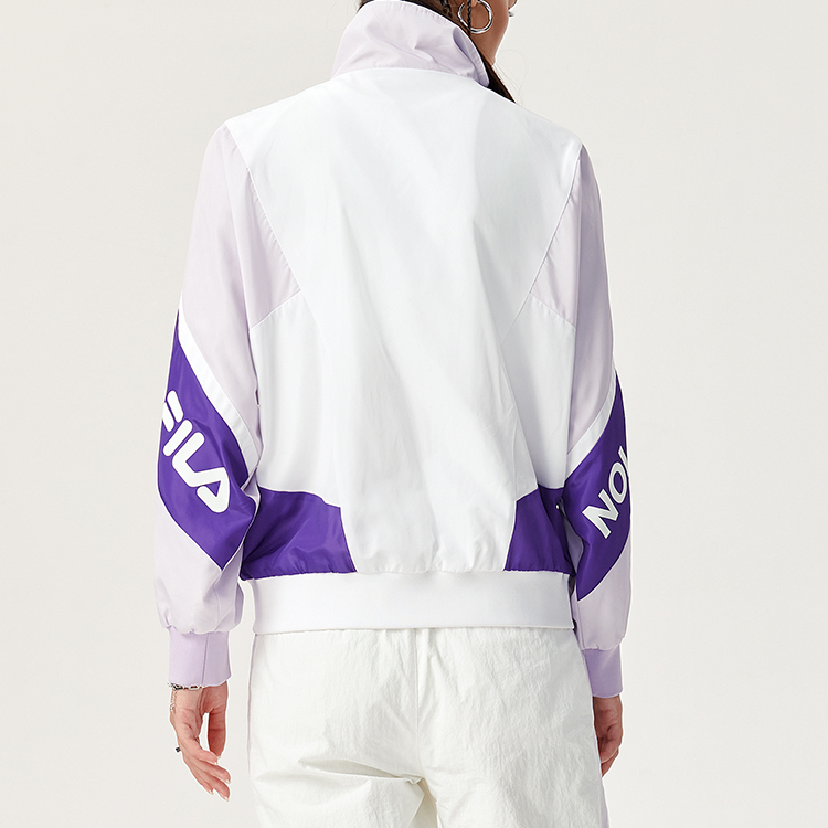 (Women) FILA FUSION Colorblock Loose Fit Woven Stand Collar Jacket White T11W141703FWT 圖 5