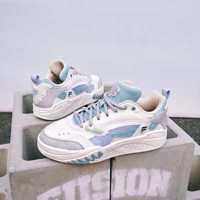 (Women) FILA FUSION Desperado Low Top Skate Shoes 'White Grey Blue' T12W333203FSC 2