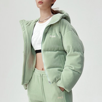 (W) Chaqueta FILA Fusion Logo Bordado Verde Hierba T11W142908F-LG Shop (W) Chaqueta FILA Fusion Logo Bordado Verde Hierba T11W142908F-LG