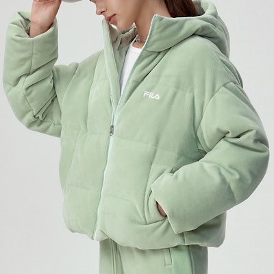 (W) Chaqueta FILA Fusion Logo Bordado Verde Hierba T11W142908F-LG Details for (W) Chaqueta FILA Fusion Logo Bordado Verde Hierba T11W142908F-LG