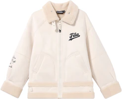 (Women) FILA FUSION Embroidered Logo Loose Sherpa Jacket Women Beige. T11W342913F-BQ (Women) FILA FUSION Embroidered Logo Loose Sherpa Jacket Women Beige. T11W342913F-BQ