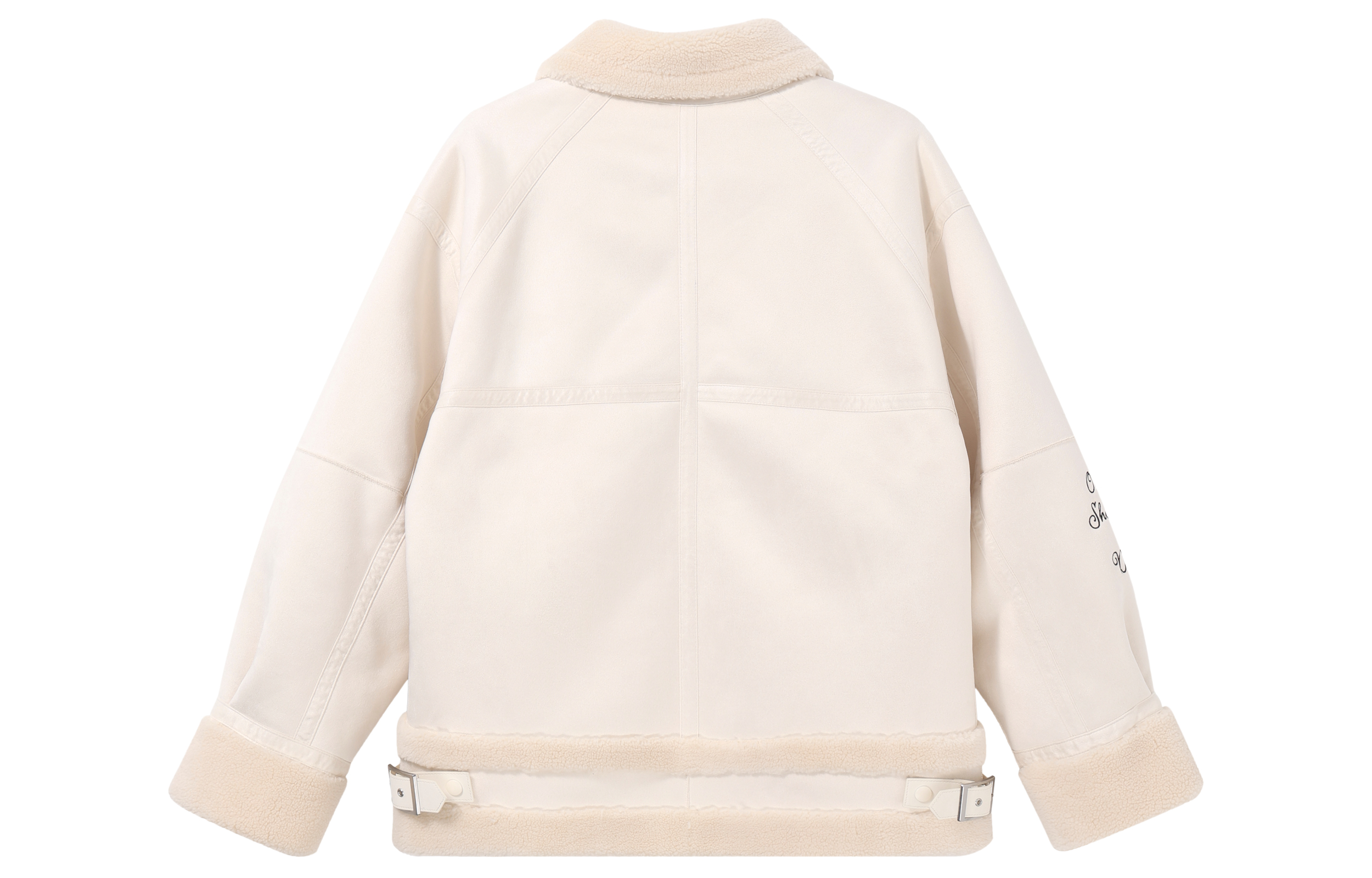 Lookbook (W) FILA FUSION Chaqueta Sherpa Suelta Mujer Beige con Logo Bordado. T11W342913F-BQ