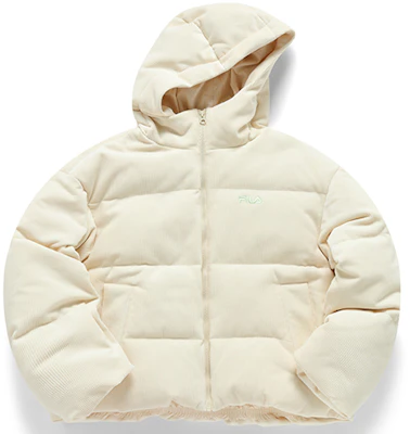 (W) FILA Fusion刺绣标志冬季白色羽绒服夹克. T11W142908F-IV Order (W) FILA Fusion刺绣标志冬季白色羽绒服夹克. T11W142908F-IV