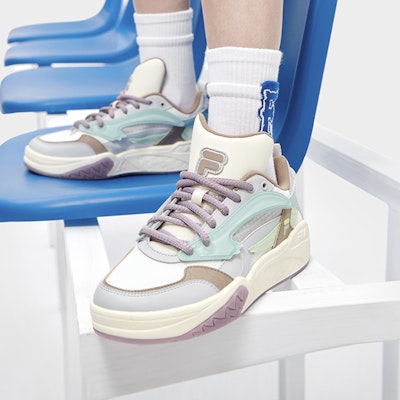 (Women) FILA FUSION Lifestyle Basketball Heritage Sneakers 'Blue White Purple' T12W323205FBG Details for (Women) FILA FUSION Lifestyle Basketball Heritage Sneakers 'Blue White Purple' T12W323205FBG