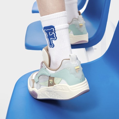 (Women) FILA FUSION Lifestyle Basketball Heritage Sneakers 'Blue White Purple' T12W323205FBG Cheap (Women) FILA FUSION Lifestyle Basketball Heritage Sneakers 'Blue White Purple' T12W323205FBG