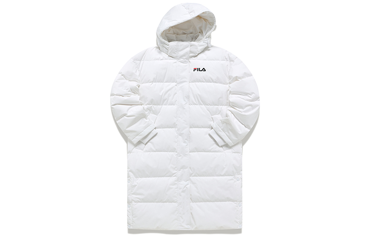 (Women) FILA Fusion Mid-Length Hooded Down Jacket Winter White. T11W141903F-WT