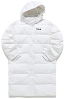 (Women) FILA Fusion Mid-Length Hooded Down Jacket Winter White. T11W141903F-WT (Women) FILA Fusion Mid-Length Hooded Down Jacket Winter White. T11W141903F-WT