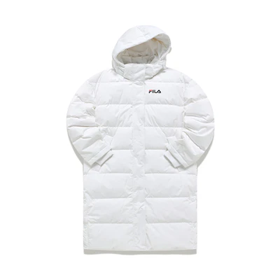 (Women) FILA Fusion Mid-Length Hooded Down Jacket Winter White. T11W141903F-WT