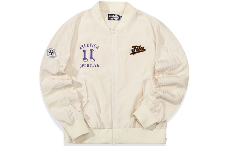 (Women) FILA Fusion Off-White Casual Sports Baseball Jacket T11W035702F-IV