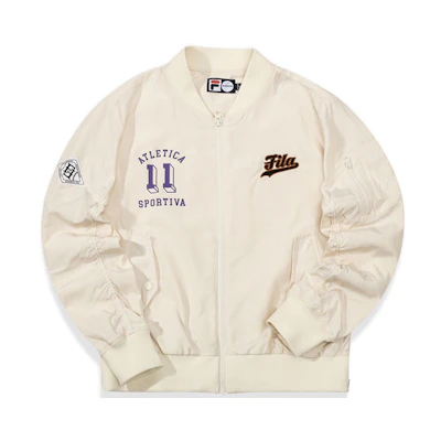 (Women) FILA Fusion Off-White Casual Sports Baseball Jacket T11W035702F-IV