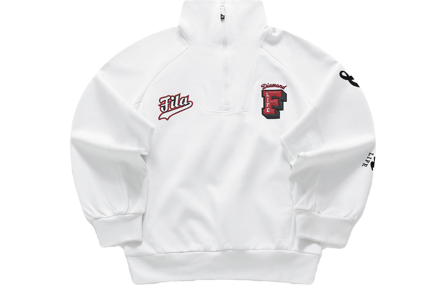 (Women) FILA Fusion Oversized Pullover Sweatshirt - White with Floral Print T11W342207F-WT