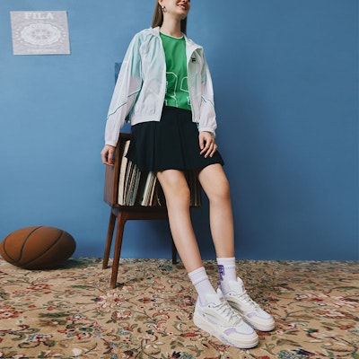 (W) FILA FUSION ヘリテージバスケ (白/紫) T12W323205FBP Sizing (W) FILA FUSION ヘリテージバスケ (白/紫) T12W323205FBP