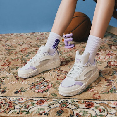 (W) FILA FUSION ヘリテージバスケ (白/紫) T12W323205FBP Cheap (W) FILA FUSION ヘリテージバスケ (白/紫) T12W323205FBP