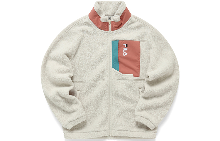 (Women) FILA Fusion Retro Colorblock Fleece Jacket in Lactose Color T11W143501F-BG
