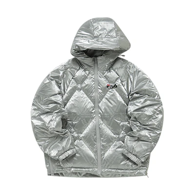 (Women) FILA Fusion Silver Logo Oversized Puffer Jacket Winter Wear. T11W141908F-SL