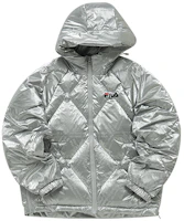 Order (Women) FILA Fusion Silver Logo Oversized Puffer Jacket Winter Wear. T11W141908F-SL