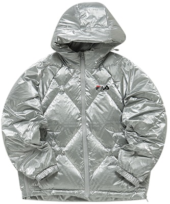 (Women) FILA Fusion Silver Logo Oversized Puffer Jacket Winter Wear. T11W141908F-SL Order (Women) FILA Fusion Silver Logo Oversized Puffer Jacket Winter Wear. T11W141908F-SL