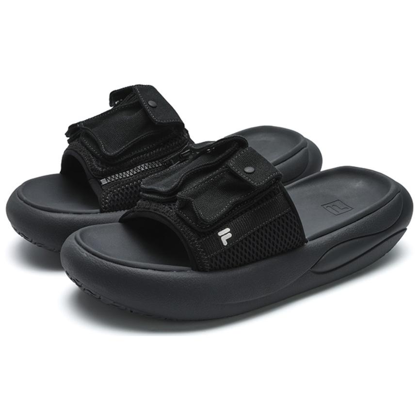 Lookbook FILA FUSION斐樂潮牌 舒適百搭 防滑防磨 一字拖鞋 女款 黑色