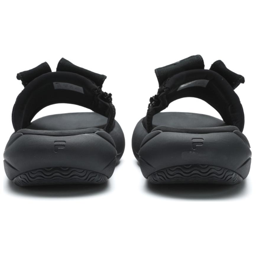 Shop FILA FUSION斐樂潮牌 舒適百搭 防滑防磨 一字拖鞋 女款 黑色